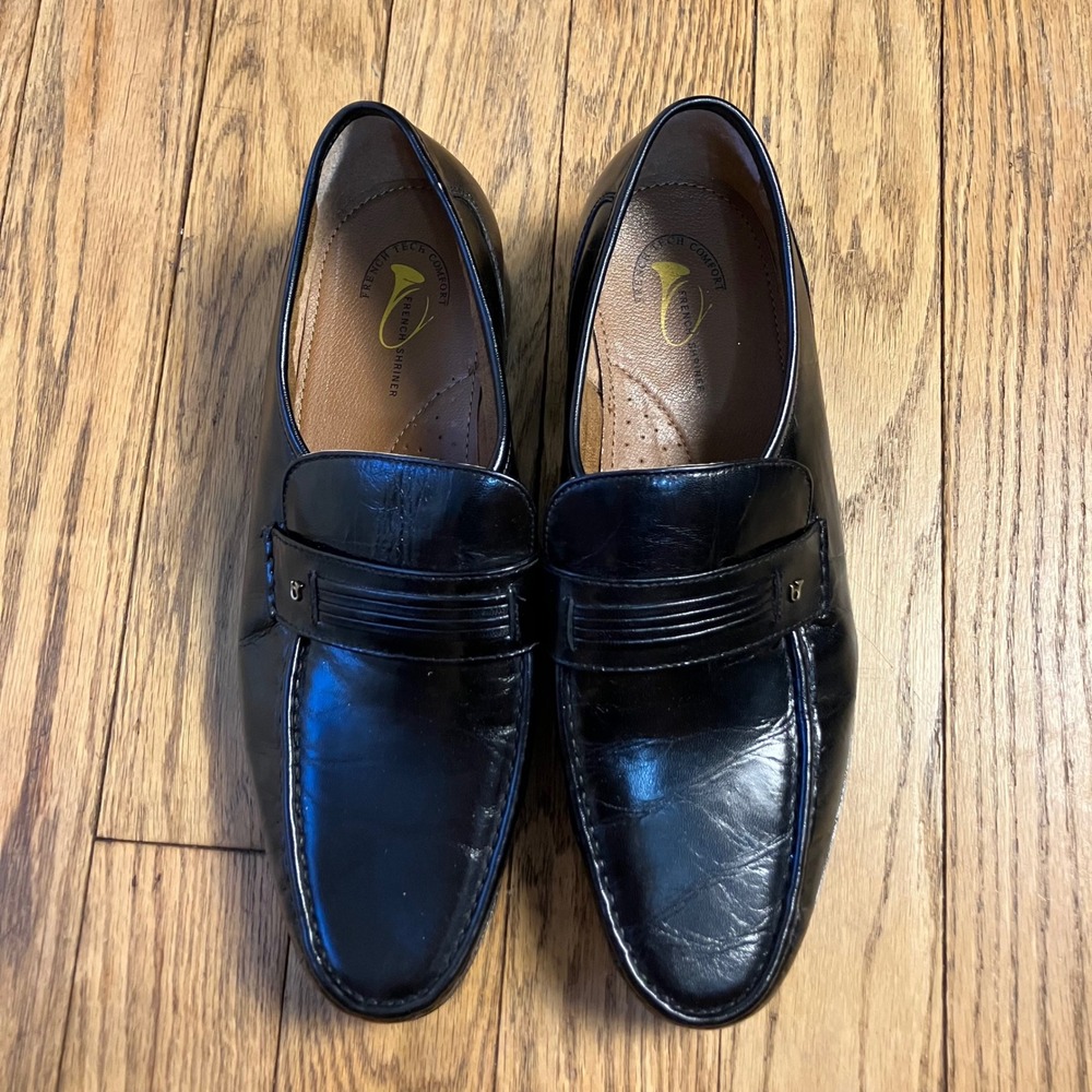 French Shriner Concord Mens 15M Black Leather Penny Loafers Dress Shoes